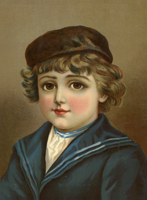 Boy, with large brown eyes, in sailor suit (chromolitho)