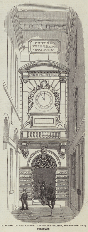 Exterior of the Central Telegraph Station, Founders-Court, Lothbury (engraving)