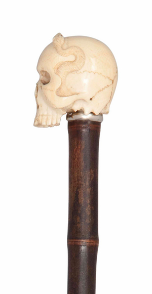 Victorian walking cane, late 19th century (bamboo & ivory)