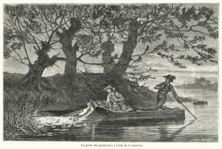 La peche des grenouilles a l'aie de la lanterne (engraving)