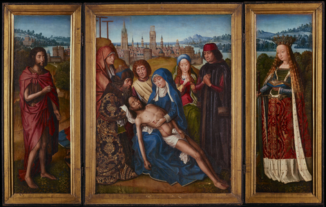 Lamentation with Saint John the Baptist and Saint Catherine of Alexandria, c.1493-1501 (oil on panel)