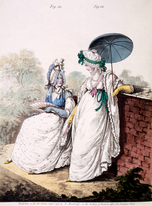 Fashion Plate of Ladies Morning Dress, 1796 (coloured engraving)