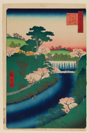 Dam on the Otonashi River at Oji, 1857 (woodblock print)