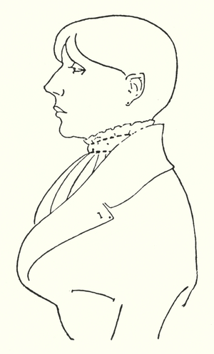Outline portrait of himself, 1901 (engraving)