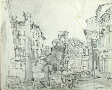 Temple of Apollo, 1957 (pencil on paper)