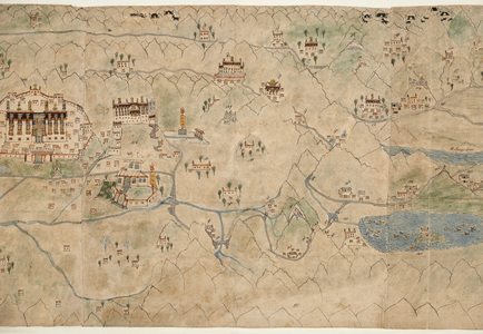 Picture-map of Central Tibet in 7 sections.