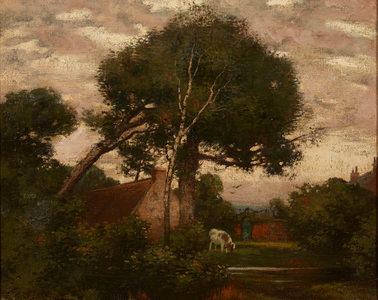 Country Landscape With Cattle Watering (oil on canvas)