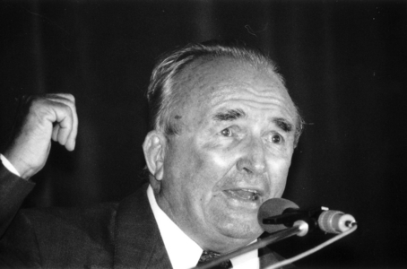 Schoenhuber 23 10 1992 Zwickau Party leader of the Republican REP Franz …, 1992 (photo)