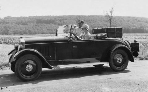 Roadster from NSU, 1928 (b/w photo)
