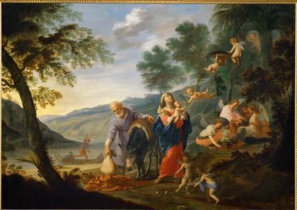 Rest during the flight to Egypt (painting on canvas)