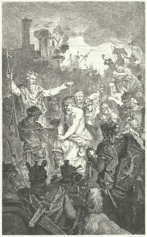 The baptism of Clovis I, King of the Franks, 496 (engraving)