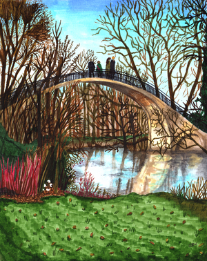 University Parks in Winter, 2020 (Brush Pens on Paper)