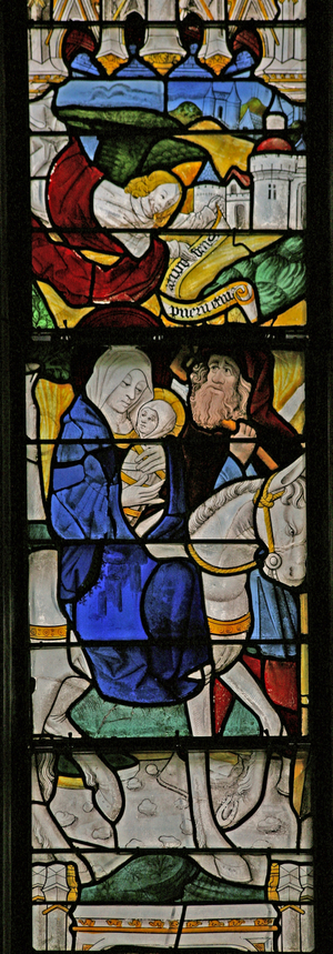 Window w2 depicting the Flight into Egypt (stained glass)