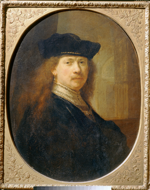 Rembrandt à la toque sur fond d' architecture …