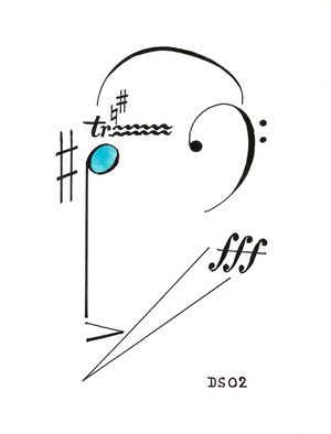 Sharp face - a face drawn using the musical symbol for sharp and other musical notation