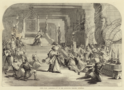 Scene from Sardanapalus at the Alexandra Theatre, Liverpool (engraving)
