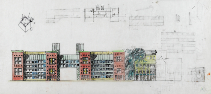 Untitled, assumed date 1981 (ink, black pencil, colored pencils and marker on tracing paper)