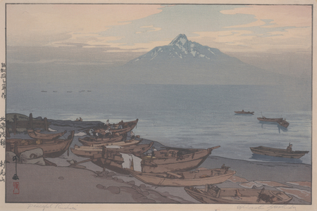 Peaceful Rishiri, 1938 (colour woodcut)