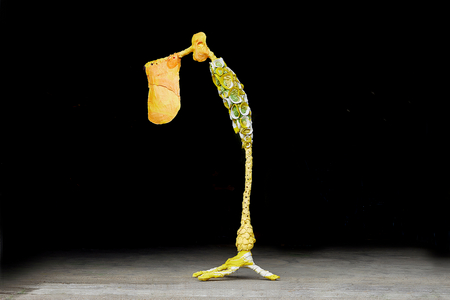 The Chicken and the Yolk, 2018 (Pigmented polyurethane, steel)