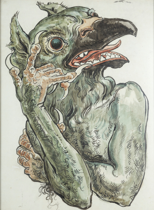 Devil with the head of a bird, 1890  (w/c and ink)