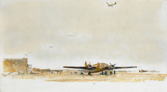 Airfield (oil on paper)