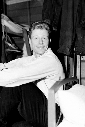 Winter Olympics 1952, Oslo. Alpinist Stein Eriksen in the "wardrobe" …, 1952 (photo)
