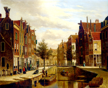 A Dutch Canal (oil on canvas)