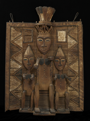 Funerary screen, late 19th century (wood, raffia & pigment)