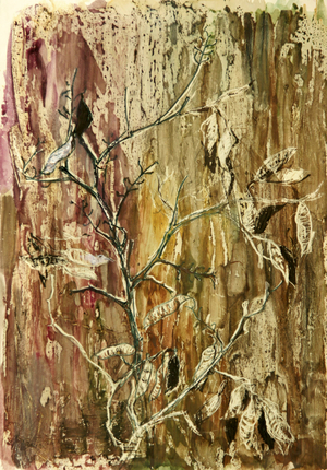 Leaves and Bark, 1972 (gouache on paper)