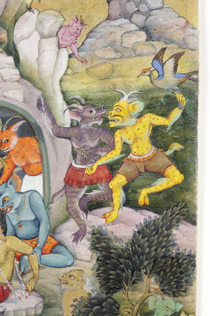 Demons in a Wild Landscape, c.1600 (opaque w/c & gold on paper)
