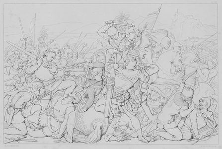 Episode from life of Robert Bruce, according to Sir Walter Scott (engraving)