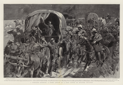 A Complete Surprise, a Night Attack on a Boer Convoy by Mounted Infantry (litho)