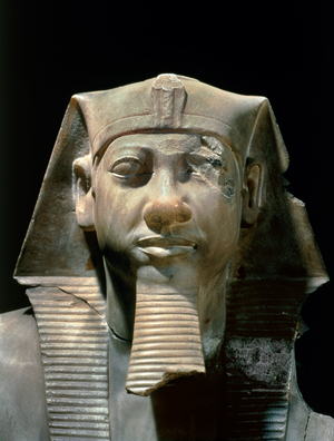 Satue of Pharaoh Mycerinos. Alabaster statue found near Giza, Egypt