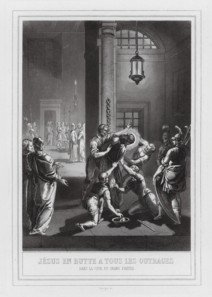Jesus en Butte a Tous les Outrages, Dans la Cour du Grand Pretre (engraving)
