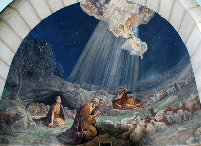 Angel of the Lord Visiting the Shepherds, Sanctuary of the Shepherd's Chapel, Bethlehem (fresco)