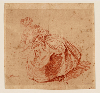 Young woman with a fan (drawing)