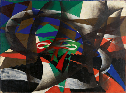 Patriotic Demonstration, 1915 (oil on canvas)