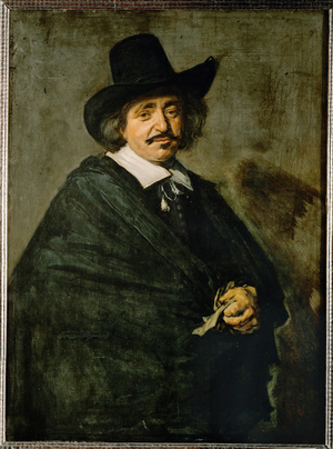 Portrait of a man with hat (oil on canvas)