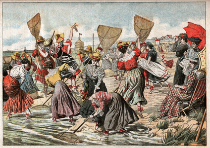Workers at the beach, 1905 (print)