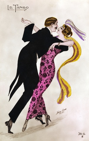 Tango dancing couple Caption: