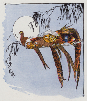 Aesop's Fables: The Fox and the Pheasants (colour litho)