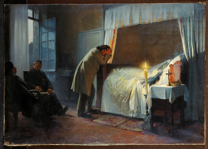 The deathbed of Madame Bovary (painting on canvas)