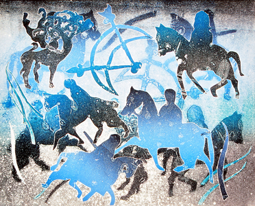 Blue Riders, 2000 (monoprint)