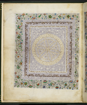 Or. 2628, f.185r Bible (the 'Lisbon Bible') with masorah magna and parva: the Hagiographa (vellum)