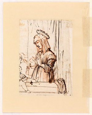 Virgin adoring the Infant Christ with Saint John (verso), late 1480s-early 1490s (pen & dark brown ink over red chalk, on laid paper)