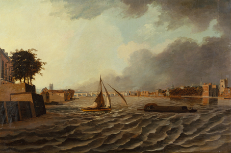 A View of the Thames with Westminster Bridge and Lambeth Palace, 1805 (oil)