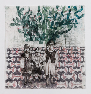 Little Children in Costumes Under a Prickly Pear, 2021 (monoprint on paper)