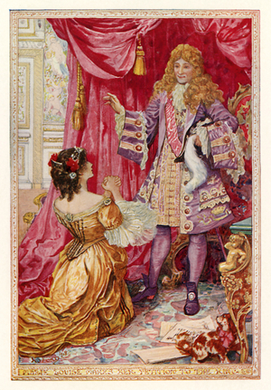 Marie Louise makes her petition to the king (colour litho)