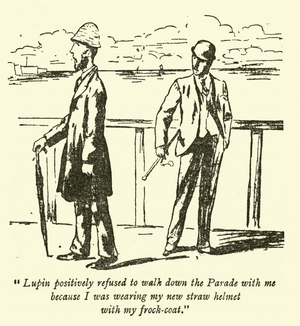 "Lupin positively refused to walk down the Parade with me because I was wearing my new straw helmet with my frock-coat" (engraving)