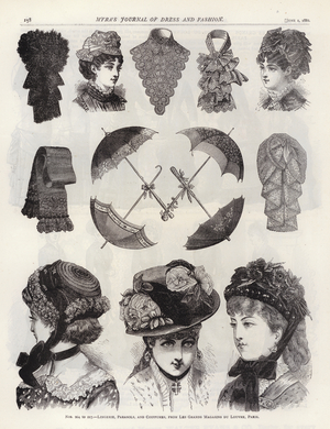 Lingerie, Parasols, and Coiffures, from Les Grands Magasins du Louvre, Paris (engraving)